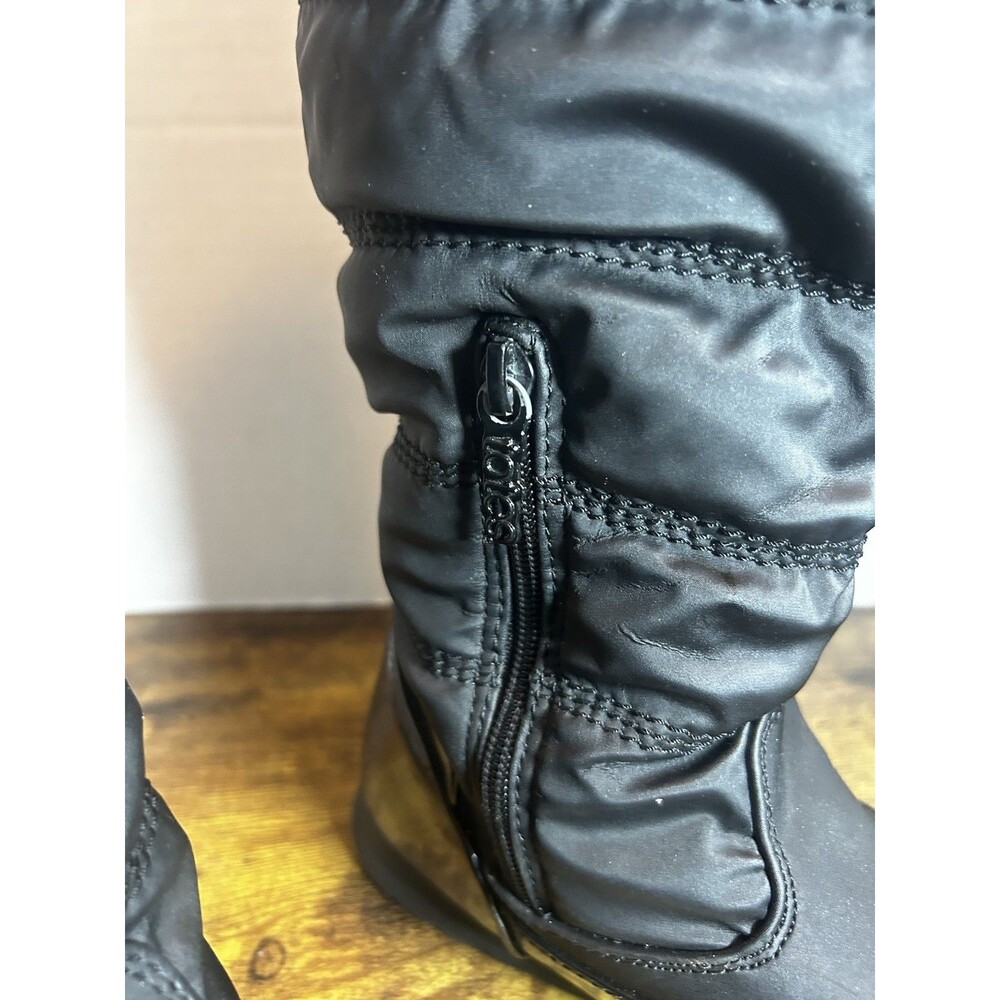 Totes Caroline 2 Women’s Size 10 M Black Quilted Tall Winter Snow Boots Faux Fur - Picture 7 of 12